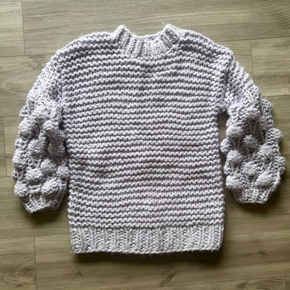 MACARON Bubble-Sleeve Chunky Knit Sweater - Light Lavender